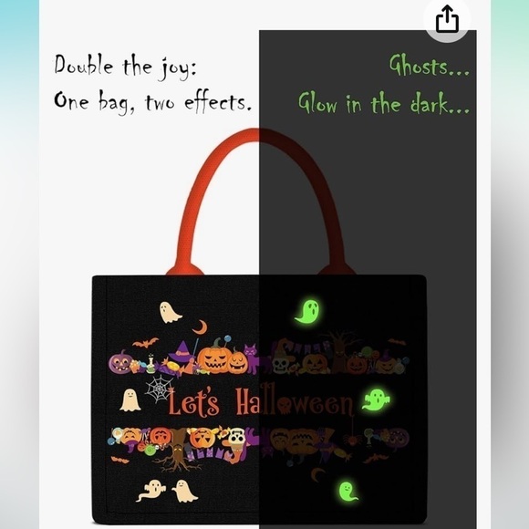 *NEW* Let's Tote Halloween canvas candy tote bag - Picture 2 of 4